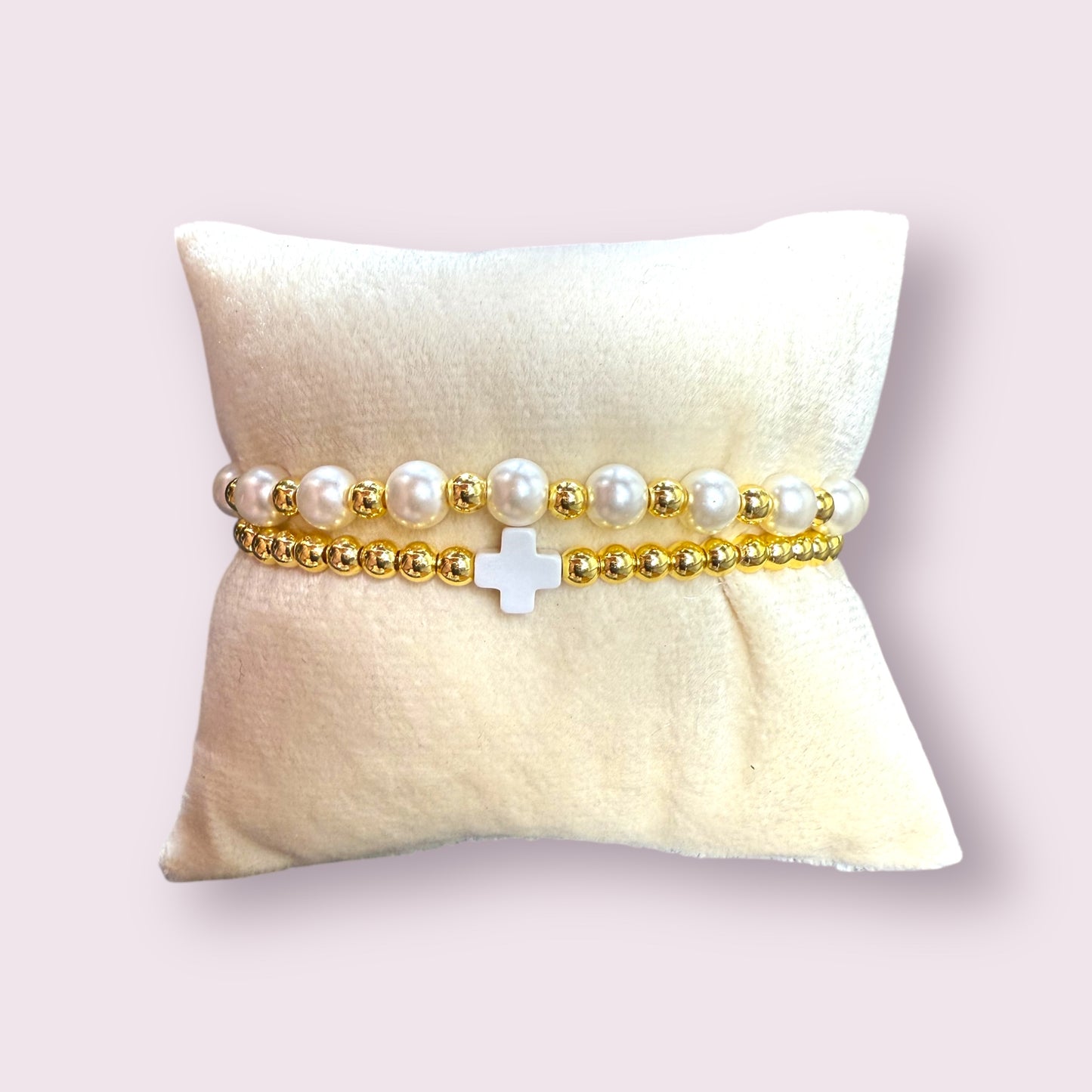 Cross & Pearl bracelet set