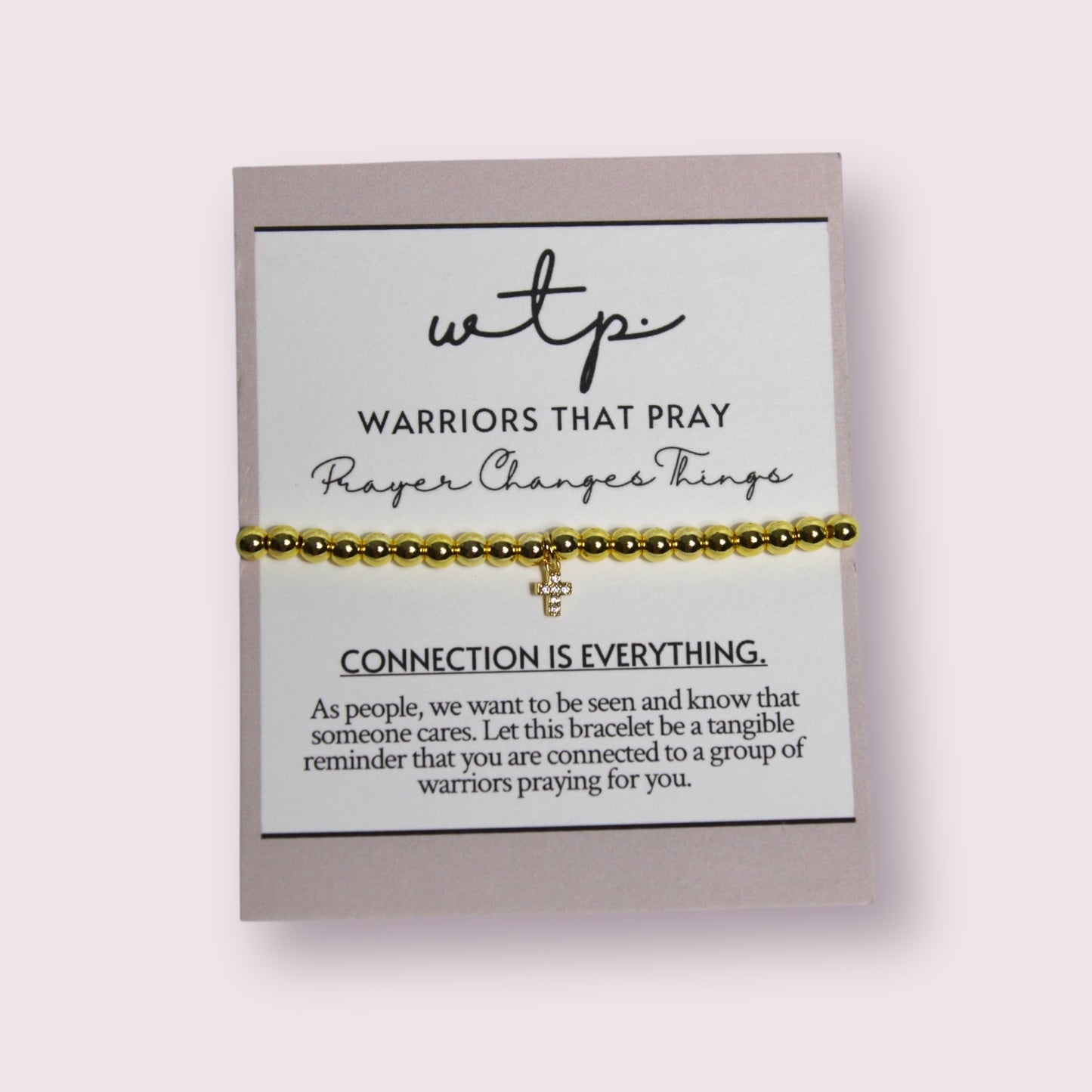 Elegant 18k gold plated Victory Bracelet (tiny cross) features a delicate 3mm cross charm and beaded design.