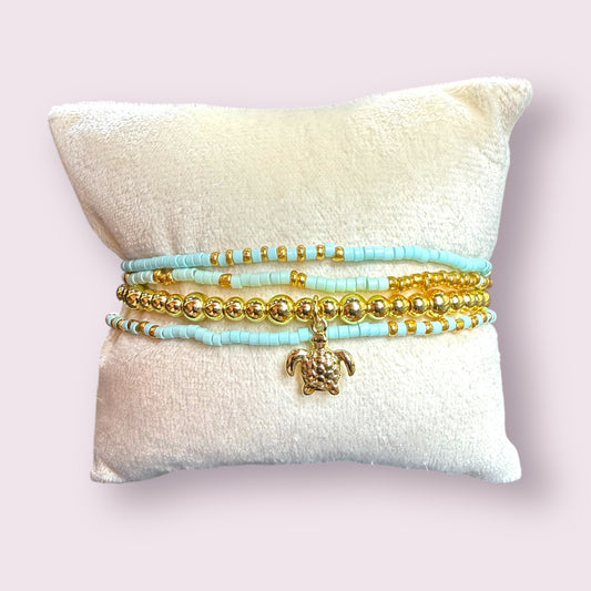 Ocean Blue Turtle Bracelet set