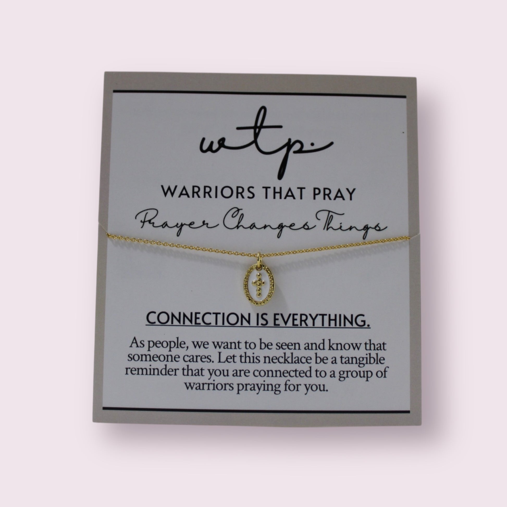 Elegant Graceful Journey Necklace on a card, featuring an adjustable 18k gold plated chain for timeless style.